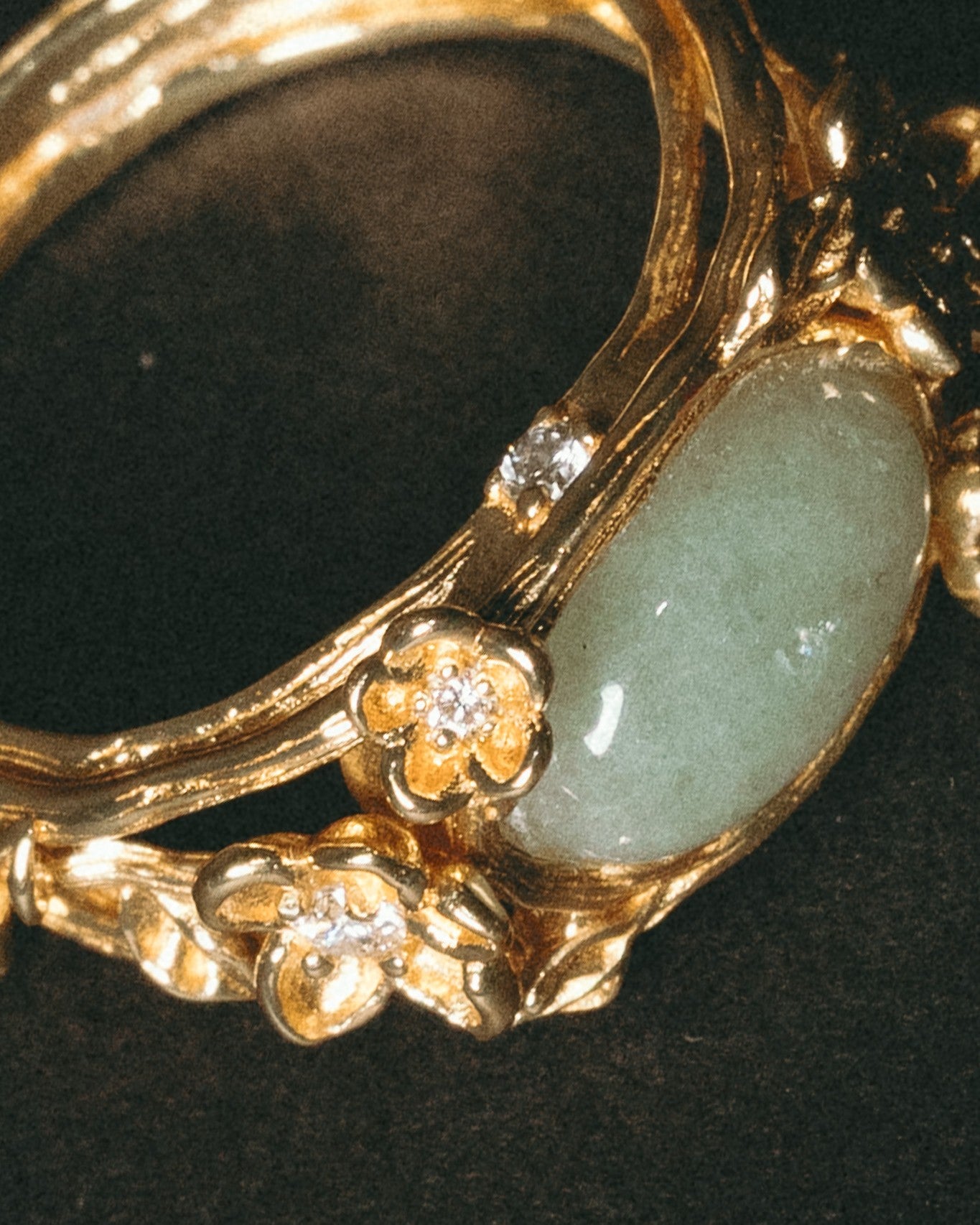 'Fa' Jade Ring - Gold Vermeil