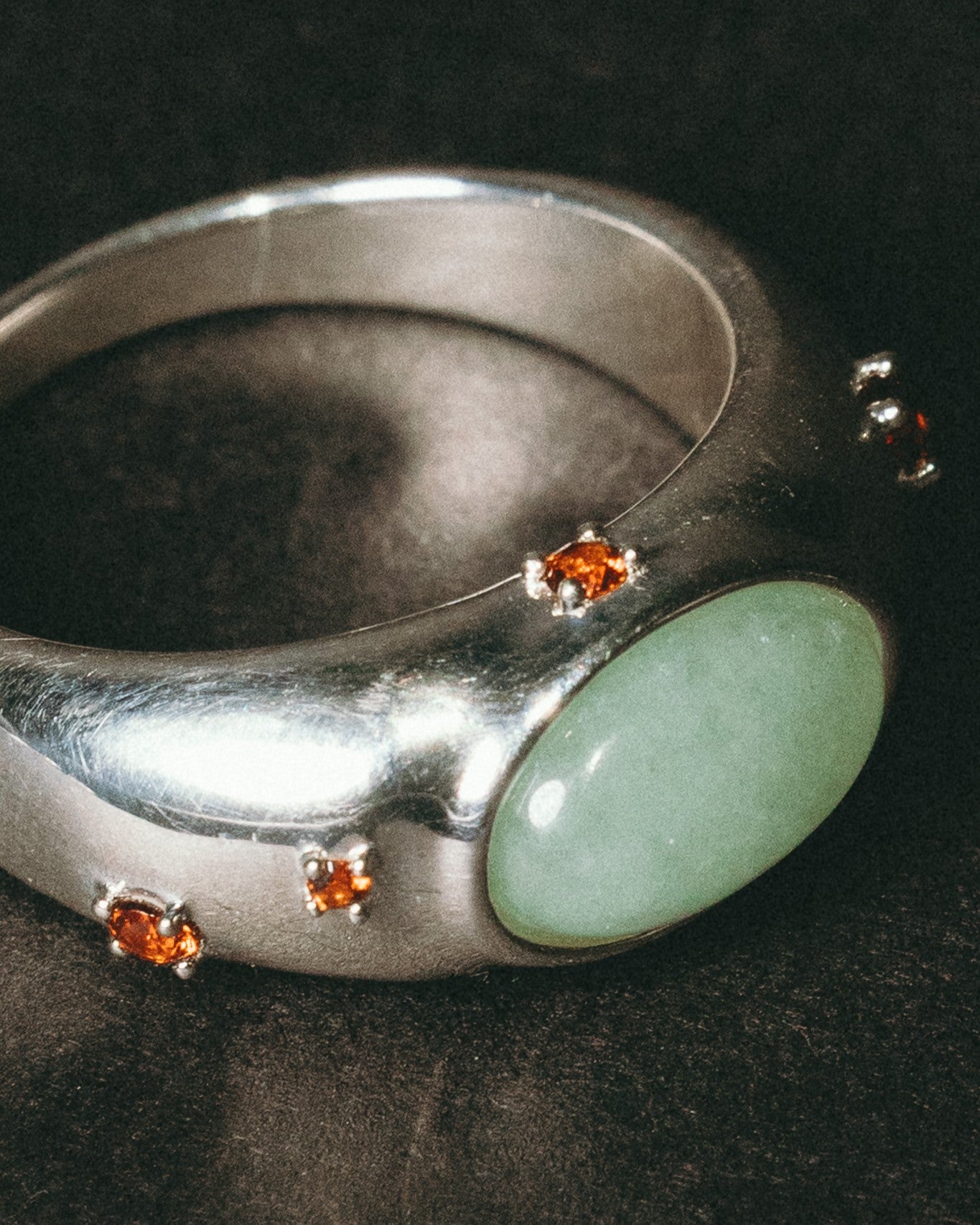 Signet Jade Ring - Sterling Silver