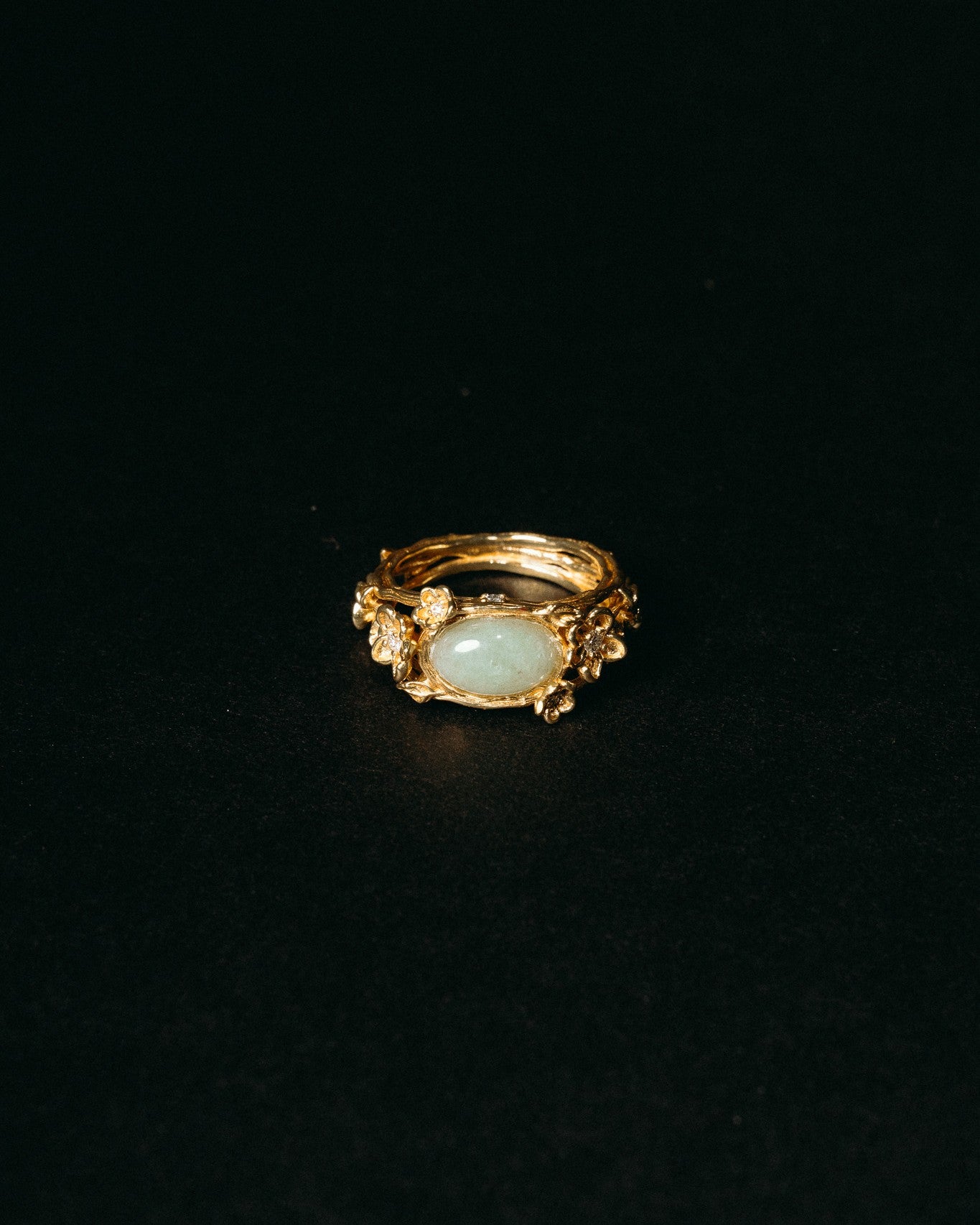 'Fa' Jade Ring -  Gold Vermeil