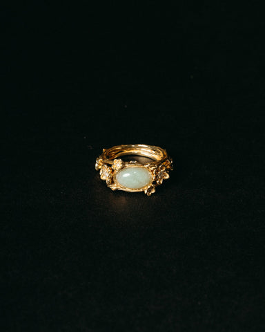 'Fa' Jade Ring -  Gold Vermeil