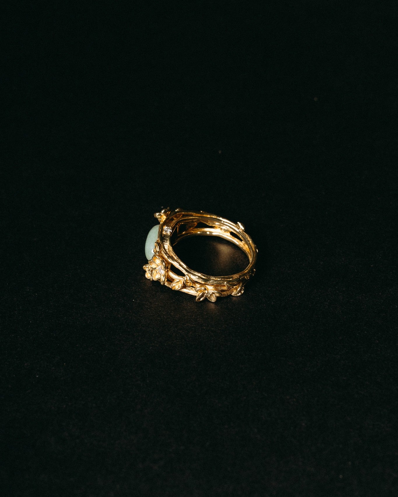 'Fa' Jade Ring -  Gold Vermeil