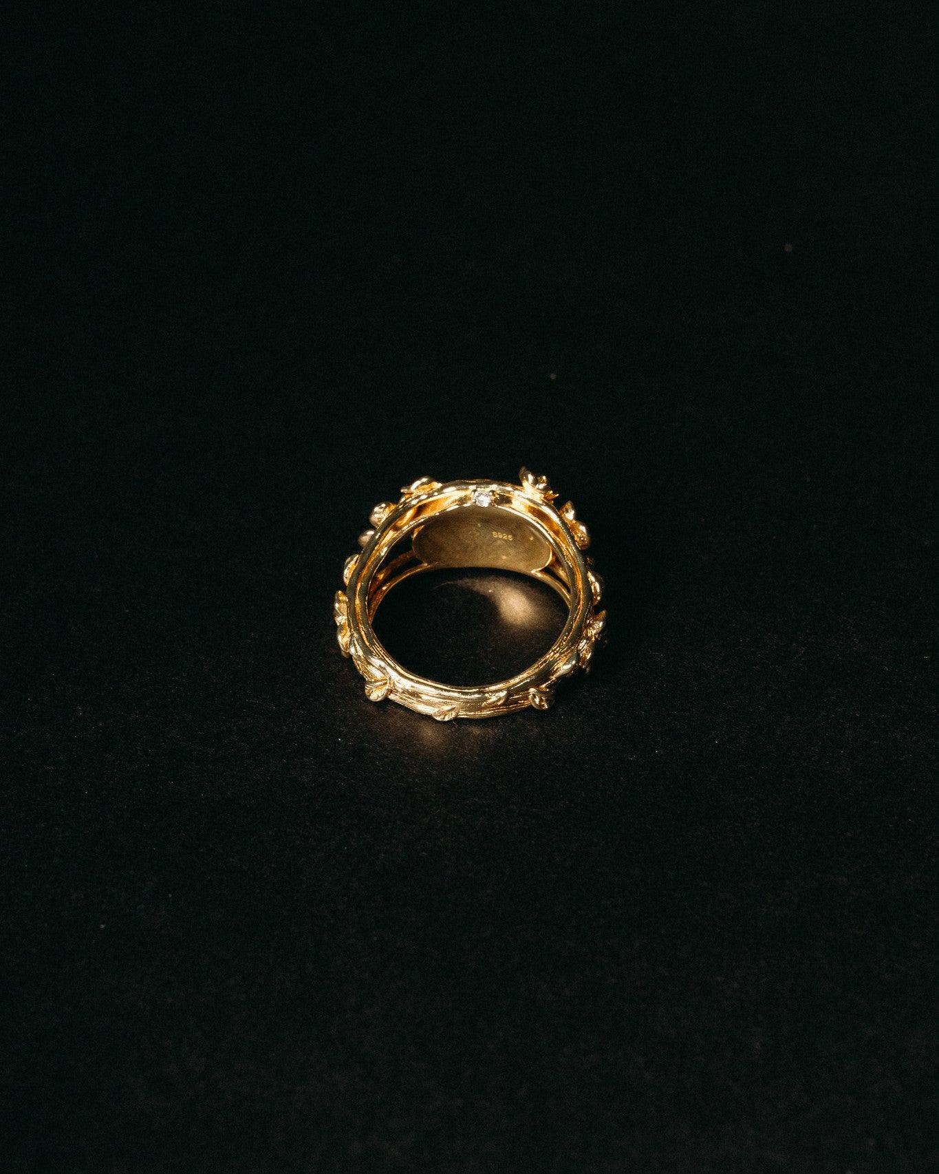 'Fa' Jade Ring -  Gold Vermeil