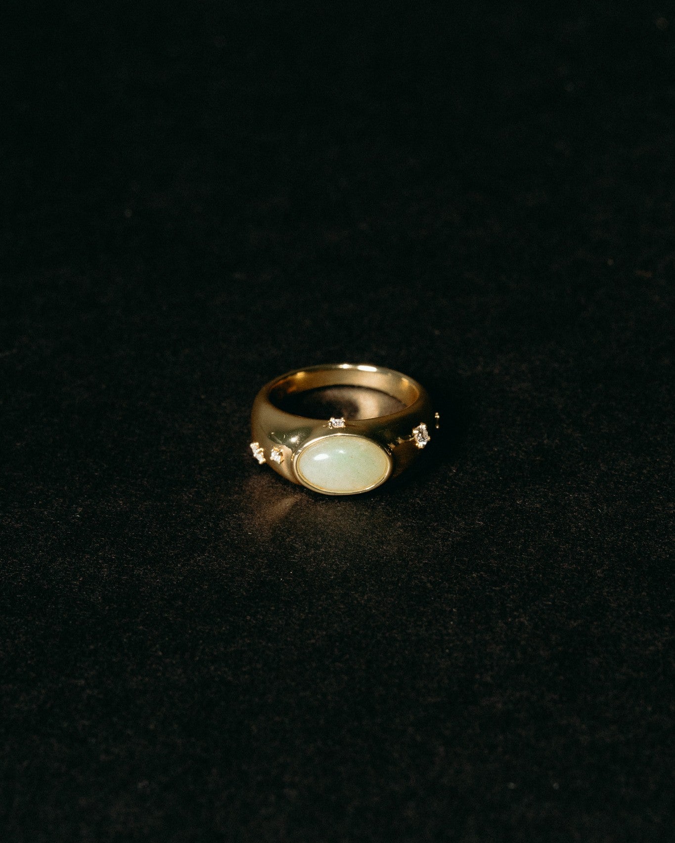 Signet Jade Ring - Gold Vermeil