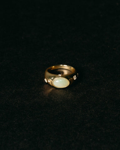 Signet Jade Ring - Gold Vermeil
