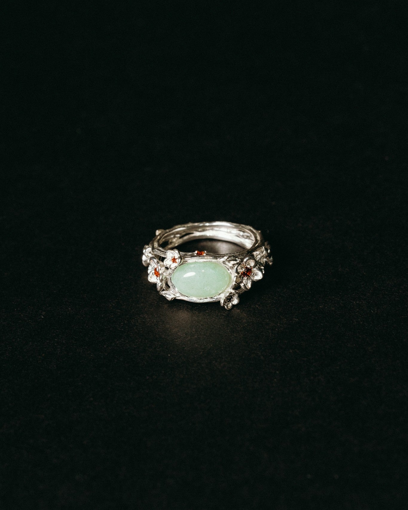 'Fa' Jade Ring -  Sterling Silver