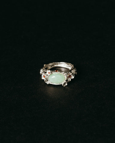 'Fa' Jade Ring -  Sterling Silver