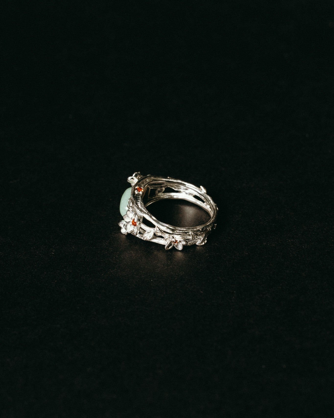 'Fa' Jade Ring -  Sterling Silver