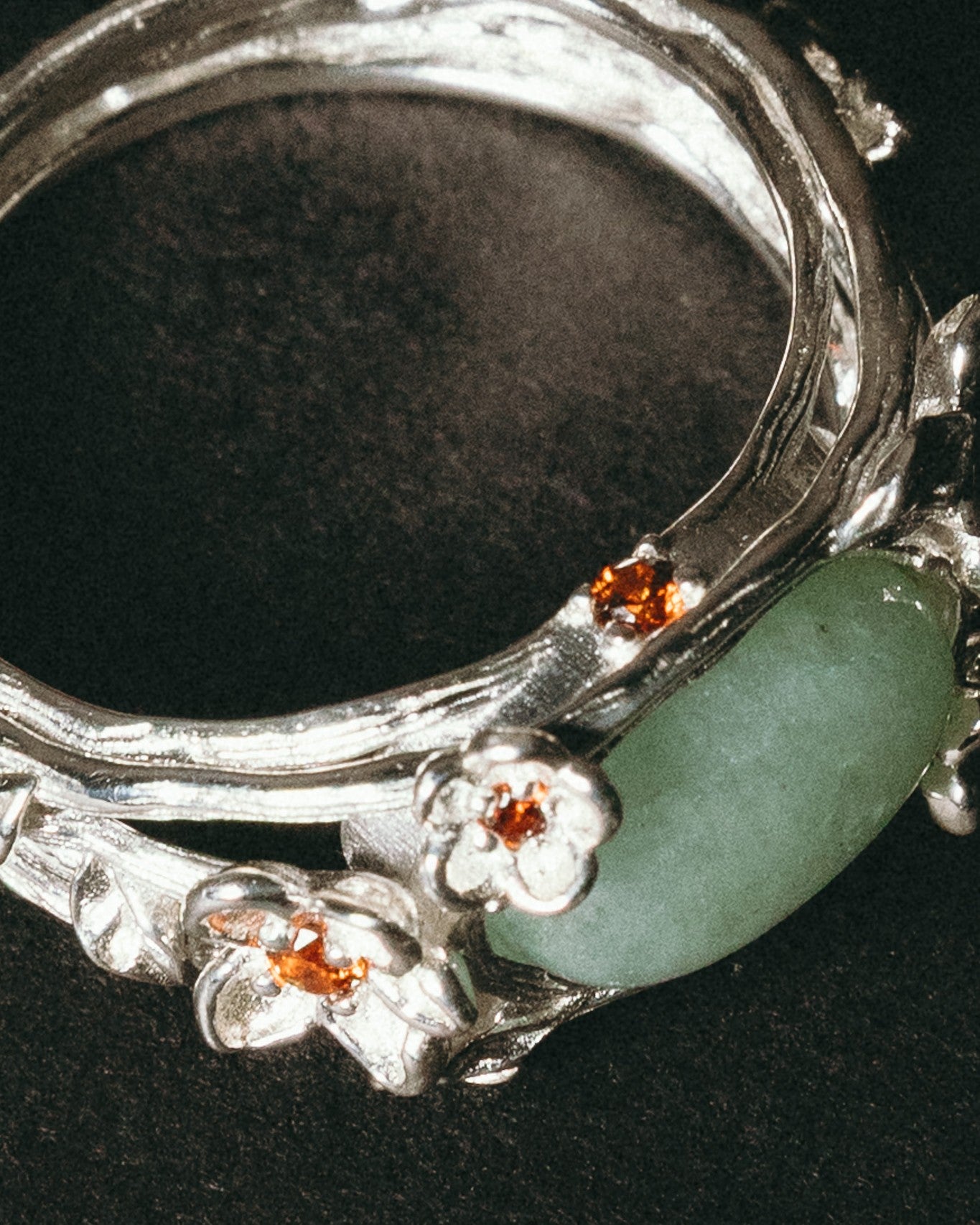 'Fa' Jade Ring -  Sterling Silver