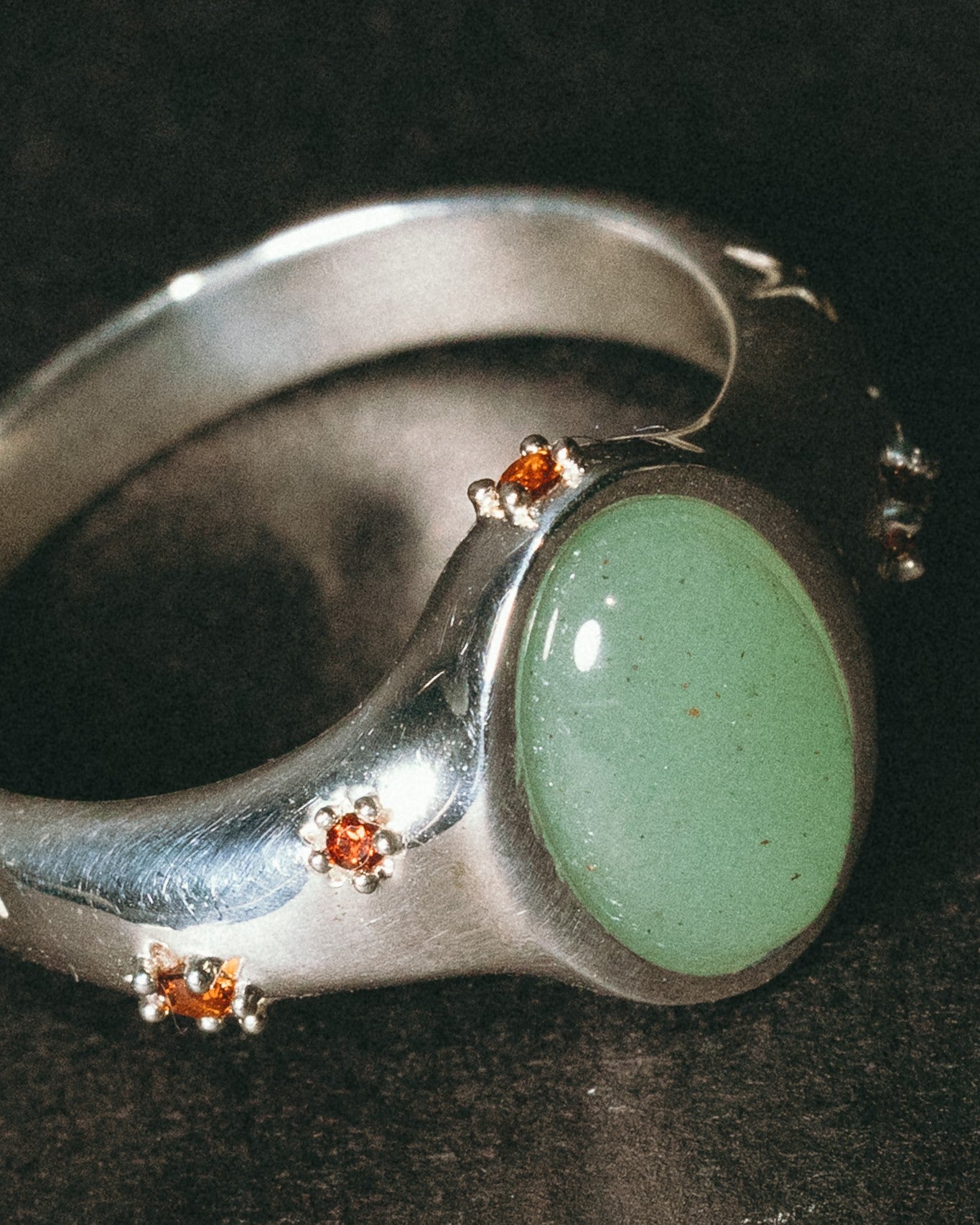 Celestial Jade Ring - Sterling Silver