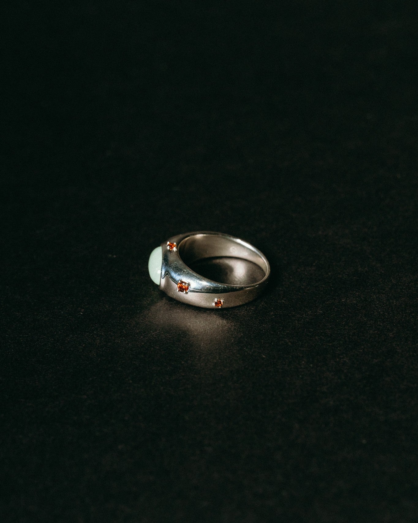 Signet Jade Ring - Sterling Silver